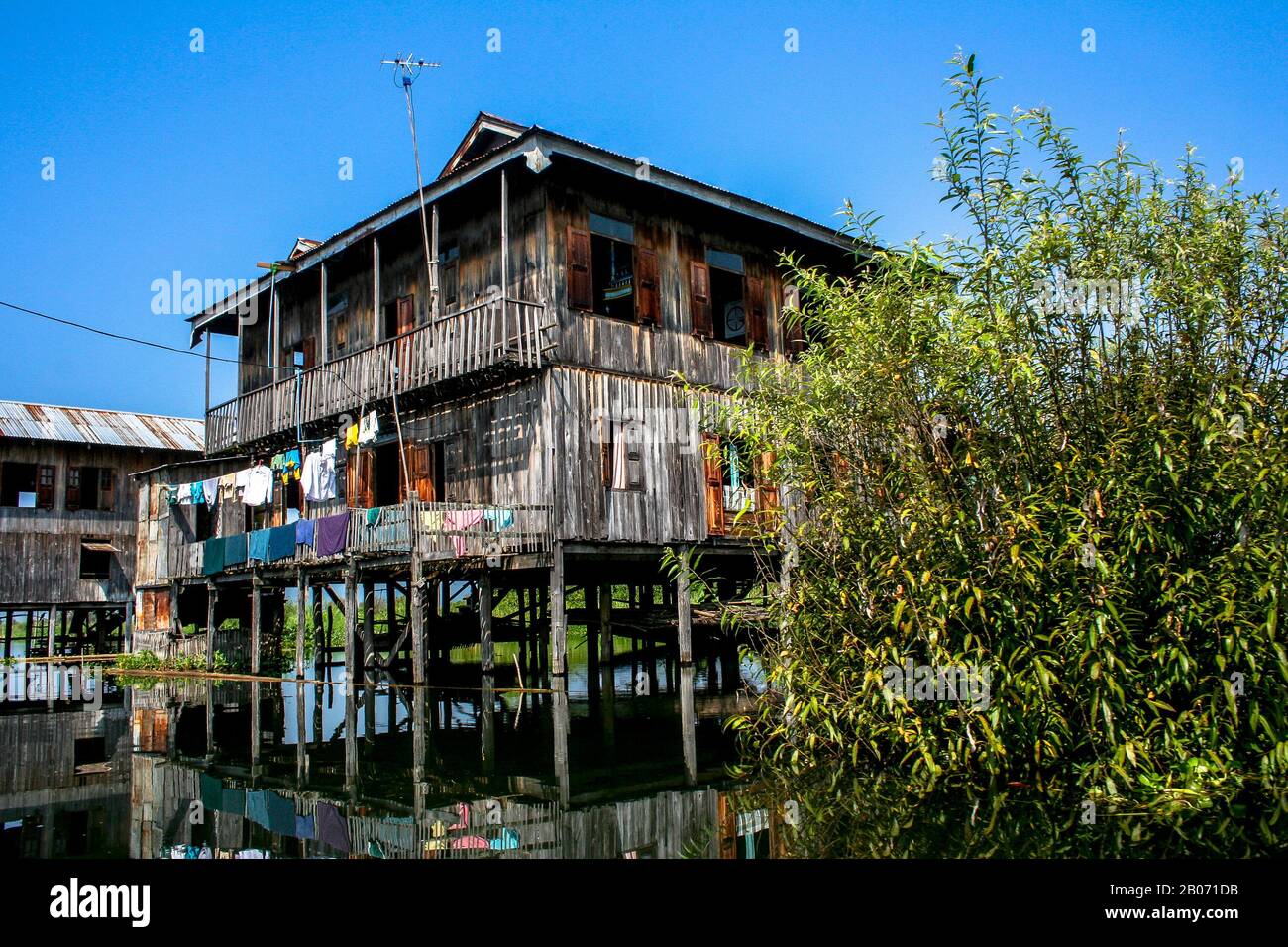 casas flotantes en el Lago Inle (Birmania -Birmania) Foto de stock