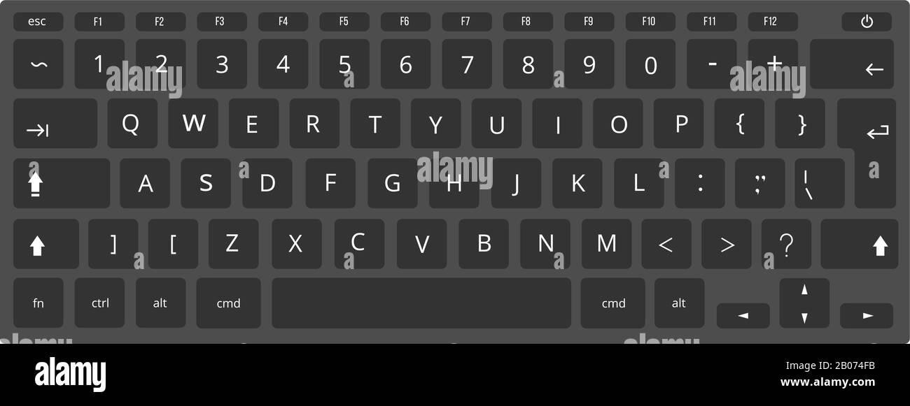 Portátil negro, plantilla vectorial de teclado de ordenador aislada sobre  fondo blanco. Imagen del panel de control del pc Imagen Vector de stock -  Alamy