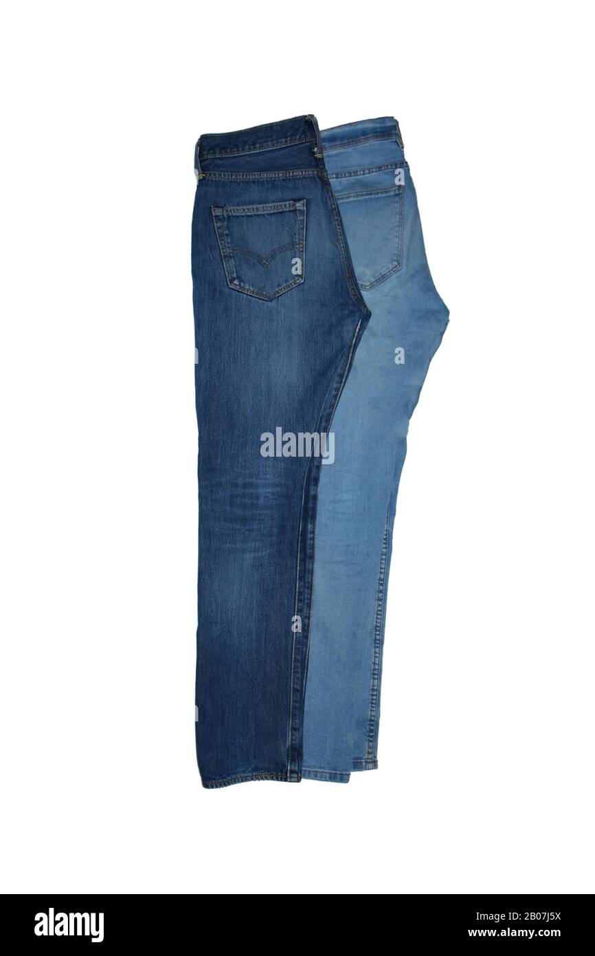 Conjunto de colores sombras de pantalones vaqueros azules aislados en  estilo jeans claros y jeans oscuros , tendencias de moda de pantalones  vaqueros vaqueros, concepto de moda Fotografía de stock - Alamy