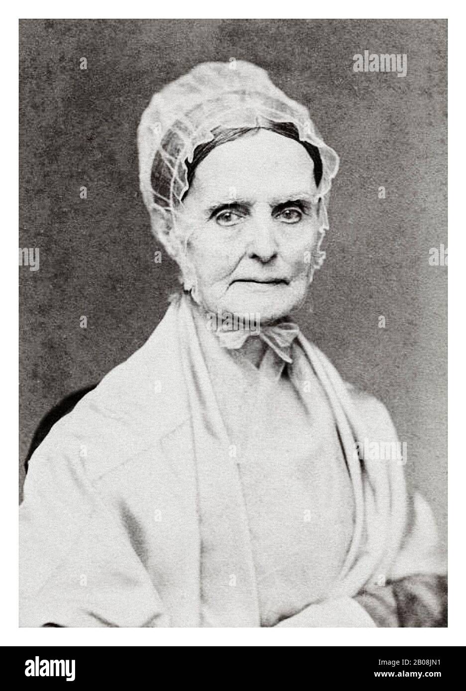 Lucretia Coffin Mott (1793-1880), activista por los derechos civiles de las mujeres, abolicionista, fotografía de retratos de Frederick Gutekunst, alrededor de 1865 Foto de stock