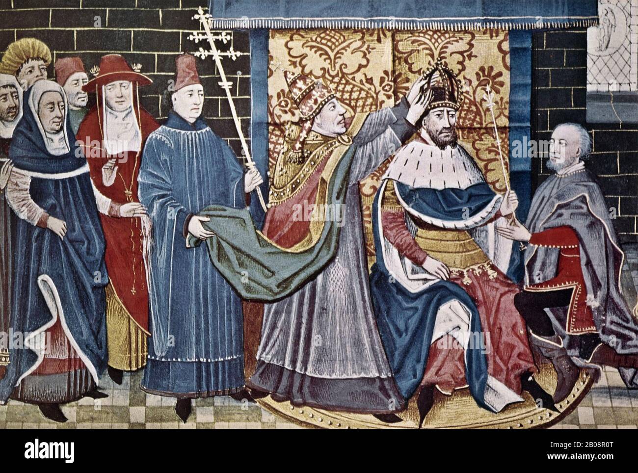 Carlomagno (748-814) fue coronado emperador de los romanos por el Papa León III el 25 de diciembre de 800 Foto de stock