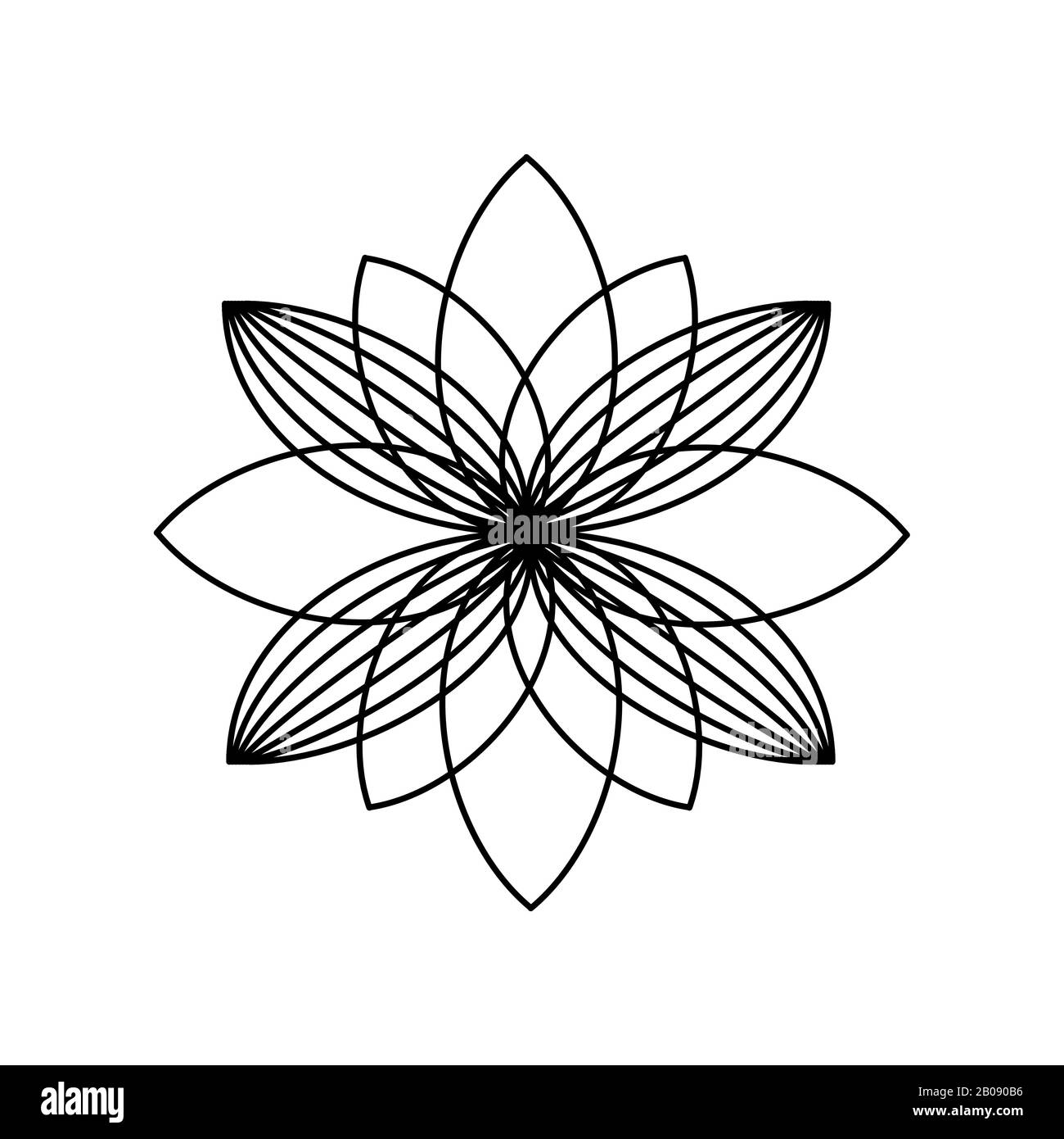 Flor De Loto Dibujo De Tallarines Lineales Contorno Negro Sobre Fondo Blanco El Fondo Se Puede