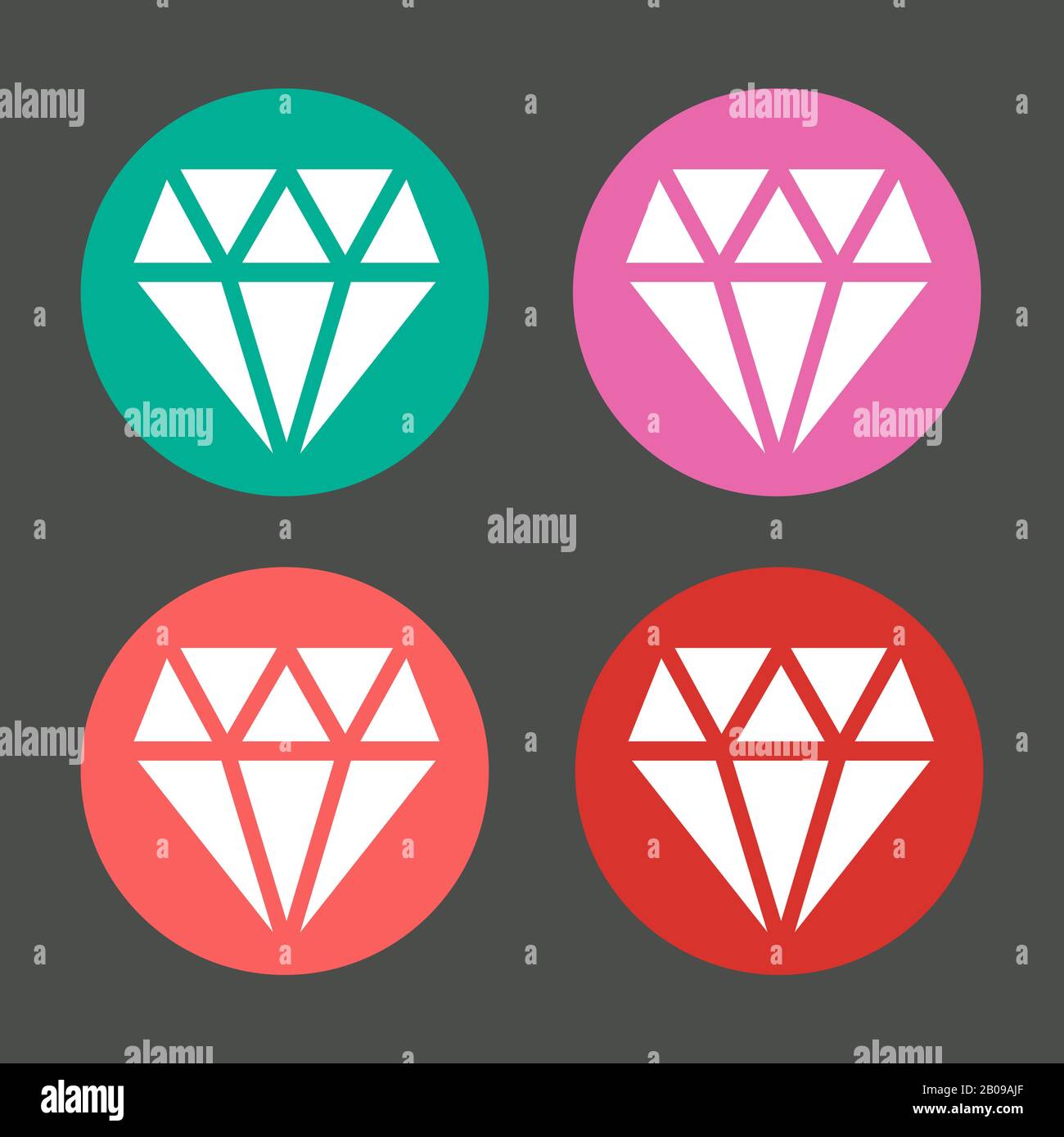 Vector diamante en círculos de colores conjunto de iconos. Plantilla de ilustración de gema de forma Ilustración del Vector