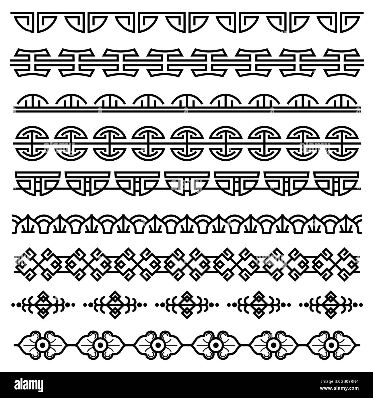 Decoración China, patrón tradicional coreano antiguo, vector asiático