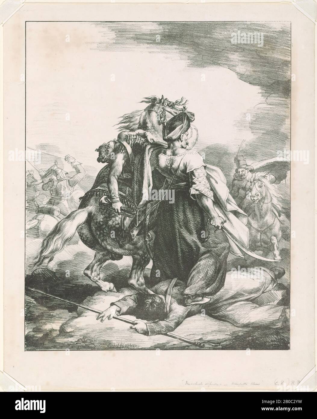 Théodore Gericault, un mameluke de la Guardia Imperial defendiendo a un trompetista Herido de un cosaco, 1818, litografía sobre papel, 13 7/16 pulg. X 10 7/8 pulg. (34.2 cm x 27.7 cm) Foto de stock