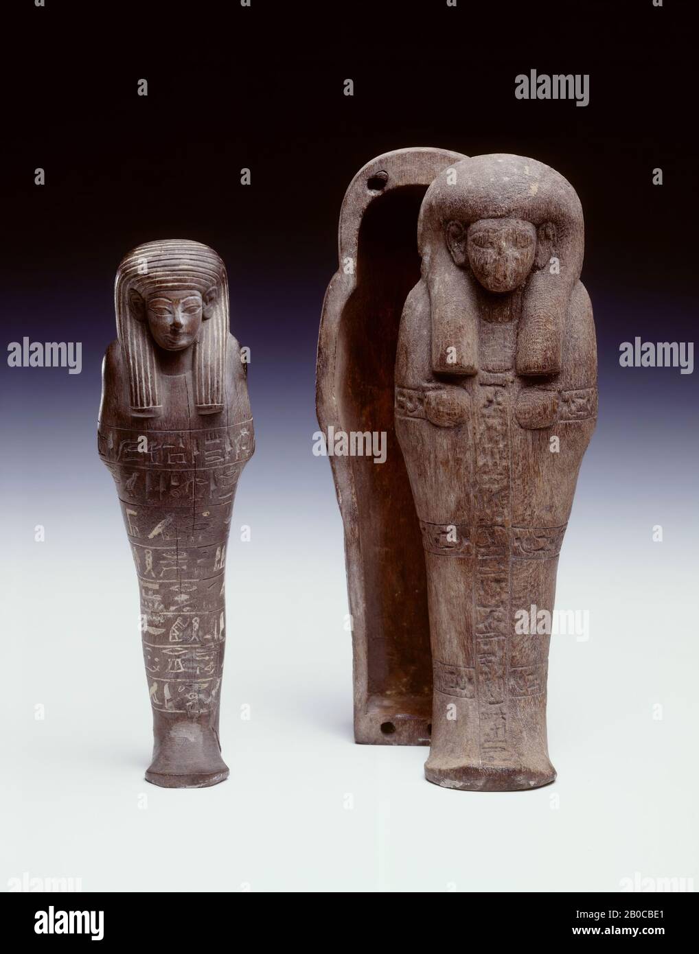 Forma de momia, Amenemope, Ipy, carófago modelo, madera, 21 x 7.3 cm, Reino Nuevo, XVIII-XIX Dinastía, Egipto Foto de stock