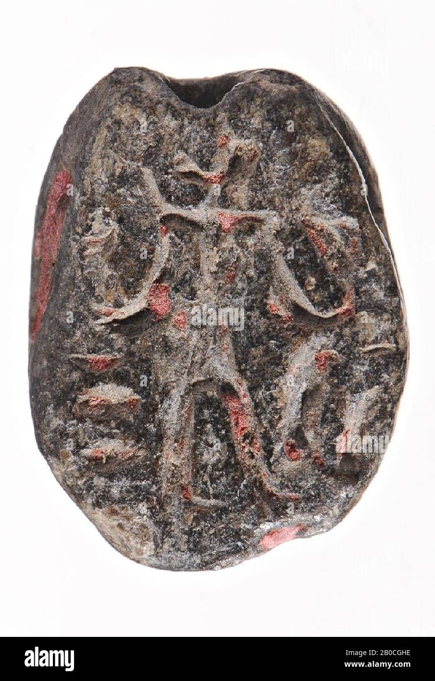 Escarabajo, hombre, de pie, sello, escarabajo, piedra (negro), 1.5 cm, Egipto Foto de stock