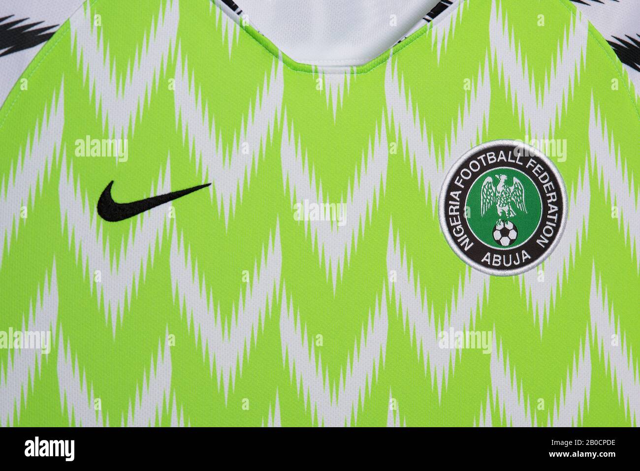 sutil maquillaje ocupado Primer plano de la selección nacional de Nigeria, equipación de fútbol Nike.  Copa Mundial De La Fifa, Rusia 2018 Fotografía de stock - Alamy