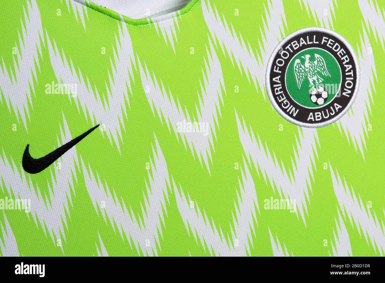 Primer plano de la selección nacional de Nigeria, equipación de fútbol Nike.  Copa Mundial De La Fifa, Rusia 2018 Fotografía de stock - Alamy