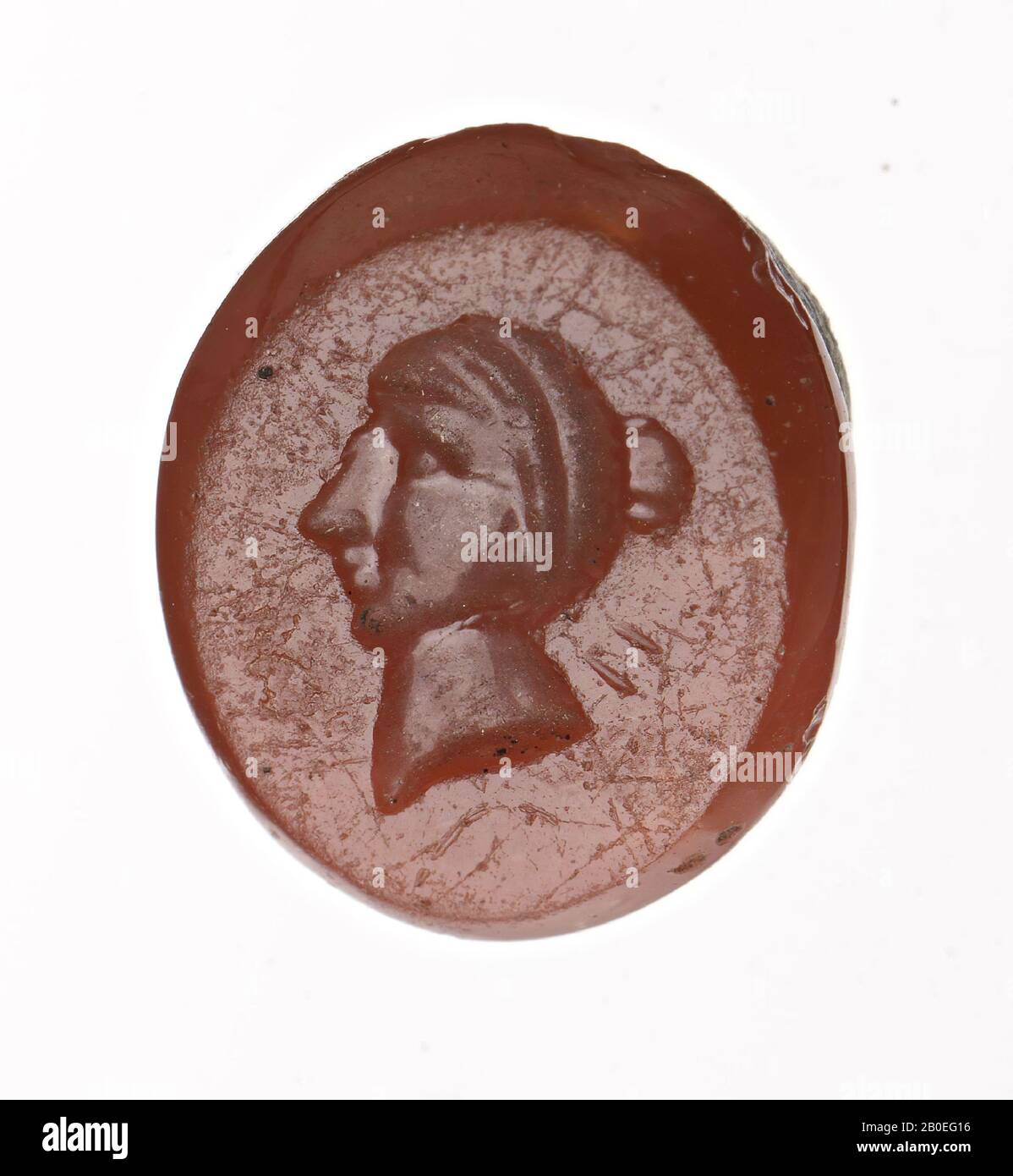 Gema, piedra, carneliano, 0.4 cm, ø 1.4 cm, Irán Foto de stock