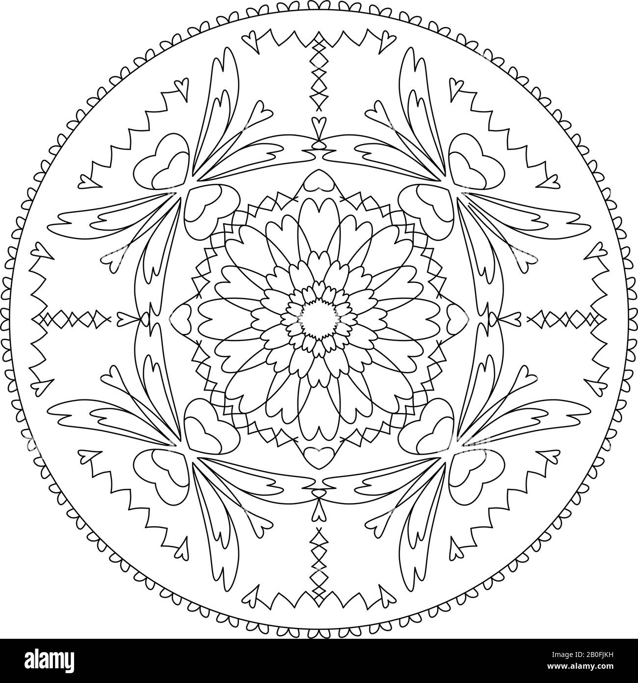Pagina Para Colorear Mandala Corazones Mandala Vector De Ilustracion Terapia De Arte Elemento Decorativo Imagen Vector De Stock Alamy