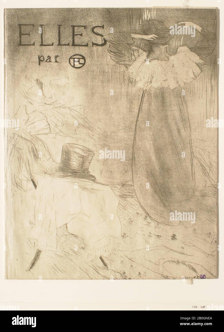 Henri de Toulouse-Lautrec, francés, 1864–1901, Portada del Portafolio “Elles”, 1896, Litografía sobre papel, imagen: 22 7/16 x 22 1/4 pulg. (57 x 56.5 cm Foto de stock