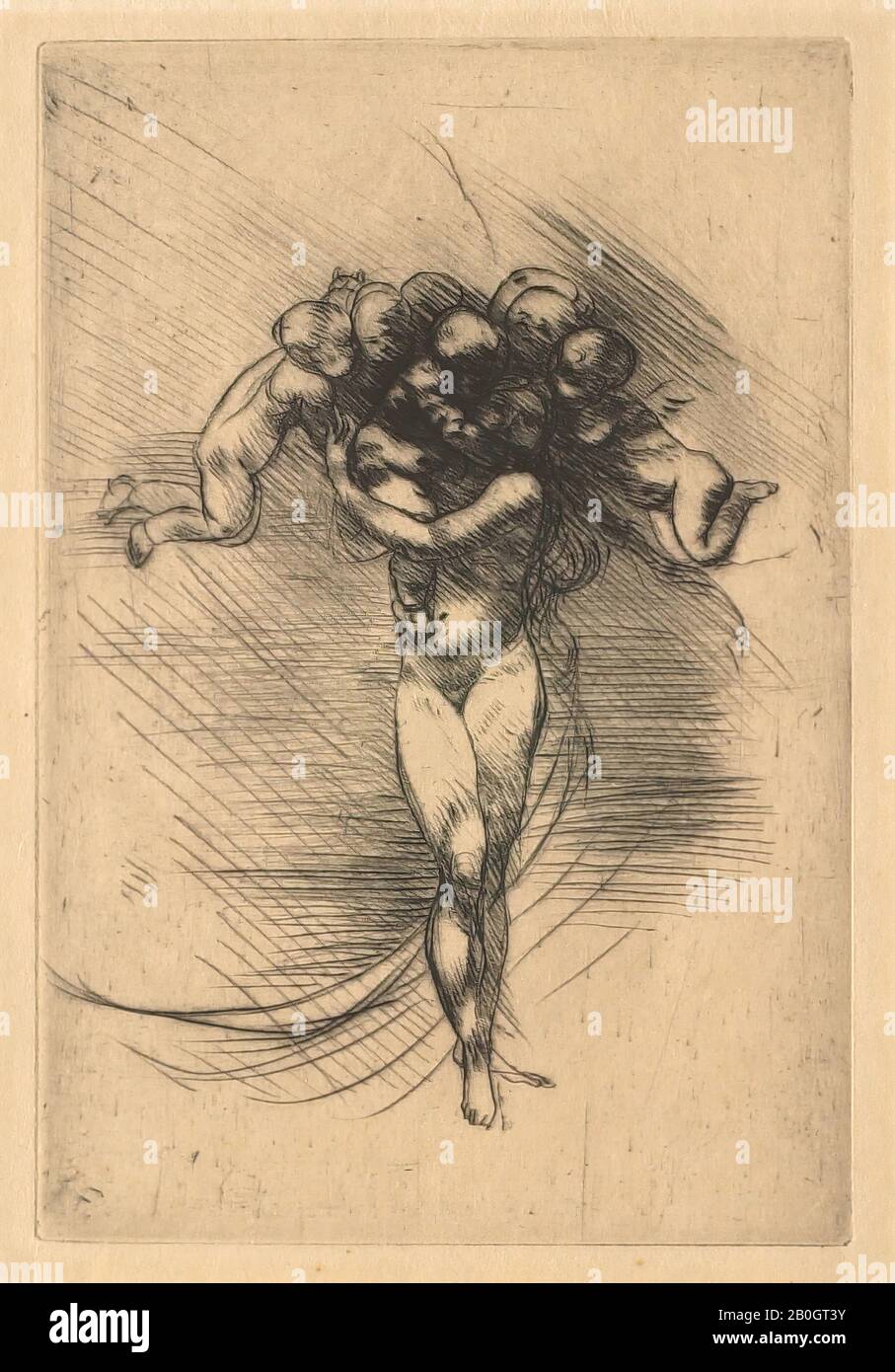 Auguste Rodin, francés, 1840–1917, Alegoría of Spring, 1882–1888, Drypoint sobre papel, placa: 5 13/16 x 3 15/16 pulg. (14.8 x 10 cm Foto de stock