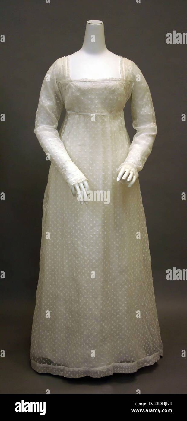 Vestido, francés, ca. 1800, francés, algodón Fotografía de stock - Alamy
