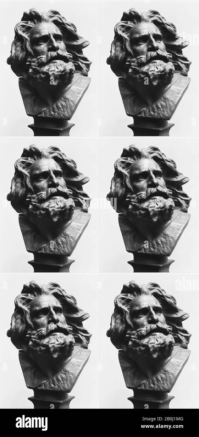 François Rude, Jefe del Viejo Guerrero (Tête du Guerrier), francés, François Rude (francés, Dijon 1784–1855 París), modelado ca. 1835, siglo 19, francés, bronce, Total: 25 × 12 1/2 × 12 3/4 pulg. (63.5 × 31.8 × 32.4 cm), Escultura-Bronce Foto de stock