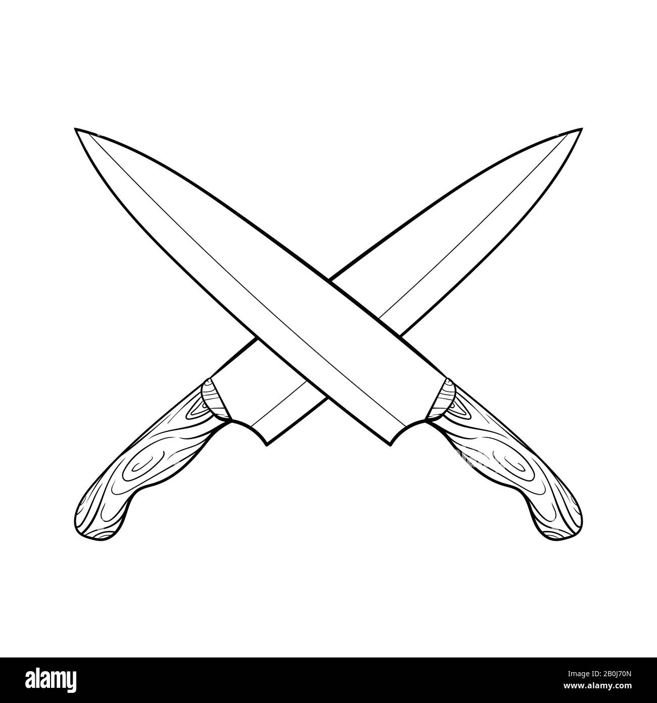 cuchillo de cocina cruzado dibujo a mano vector de dibujos animados e  ilustración, dibujo a mano, estilo de croquis, aislado sobre fondo blanco  Imagen Vector de stock - Alamy