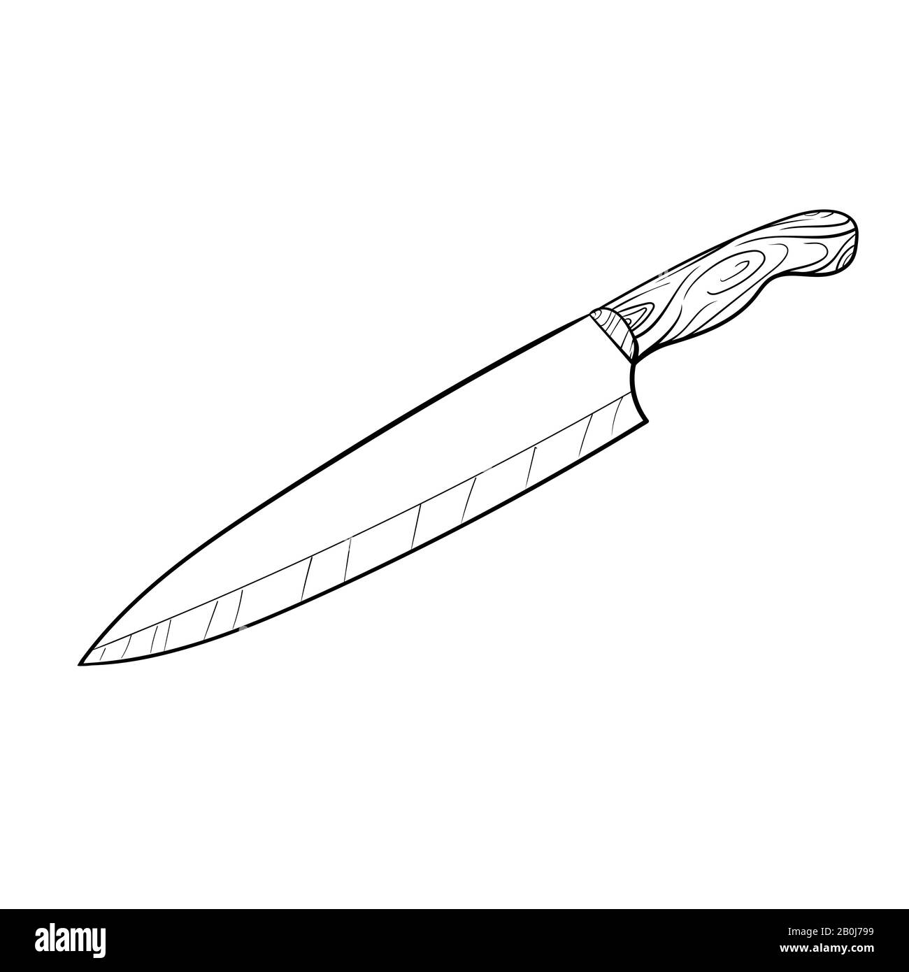 cuchillo de cocina dibujo a mano vector de dibujos animados e ilustración,  dibujo a mano, estilo de croquis, aislado sobre fondo blanco Imagen Vector  de stock - Alamy