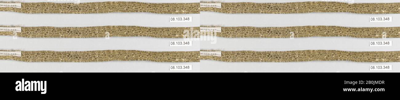 Galloon, Desconocido, siglo 17–18, Desconocido, hilo metálico, 12 x 1/2 pulgadas, 30.5 x 1.3 cm, Textiles-Adornos Foto de stock