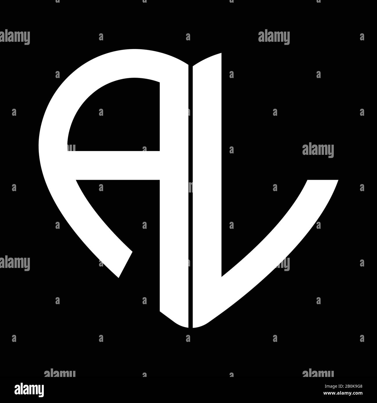 Dos letras A y L formando un monograma con forma de corazón Ilustración del Vector