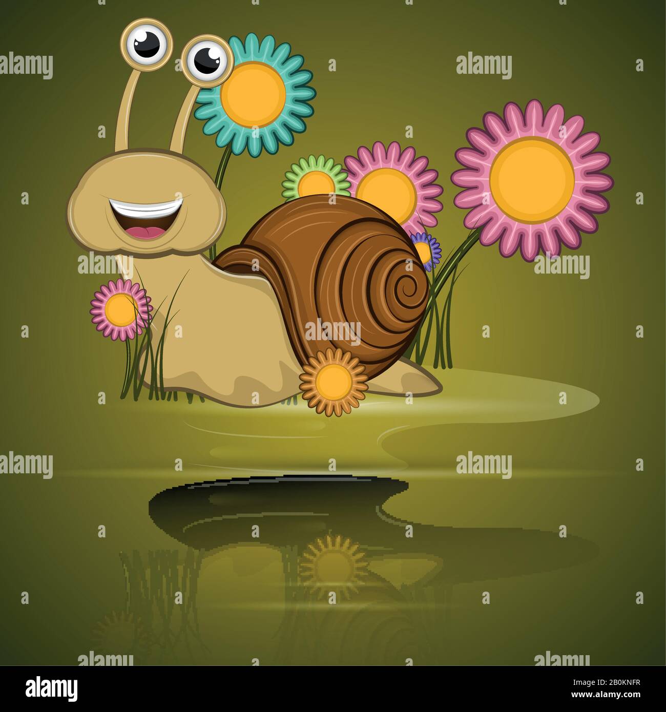 Dibujos Animados De Un Lindo Caracol Feliz Imagen Vector De Stock Alamy