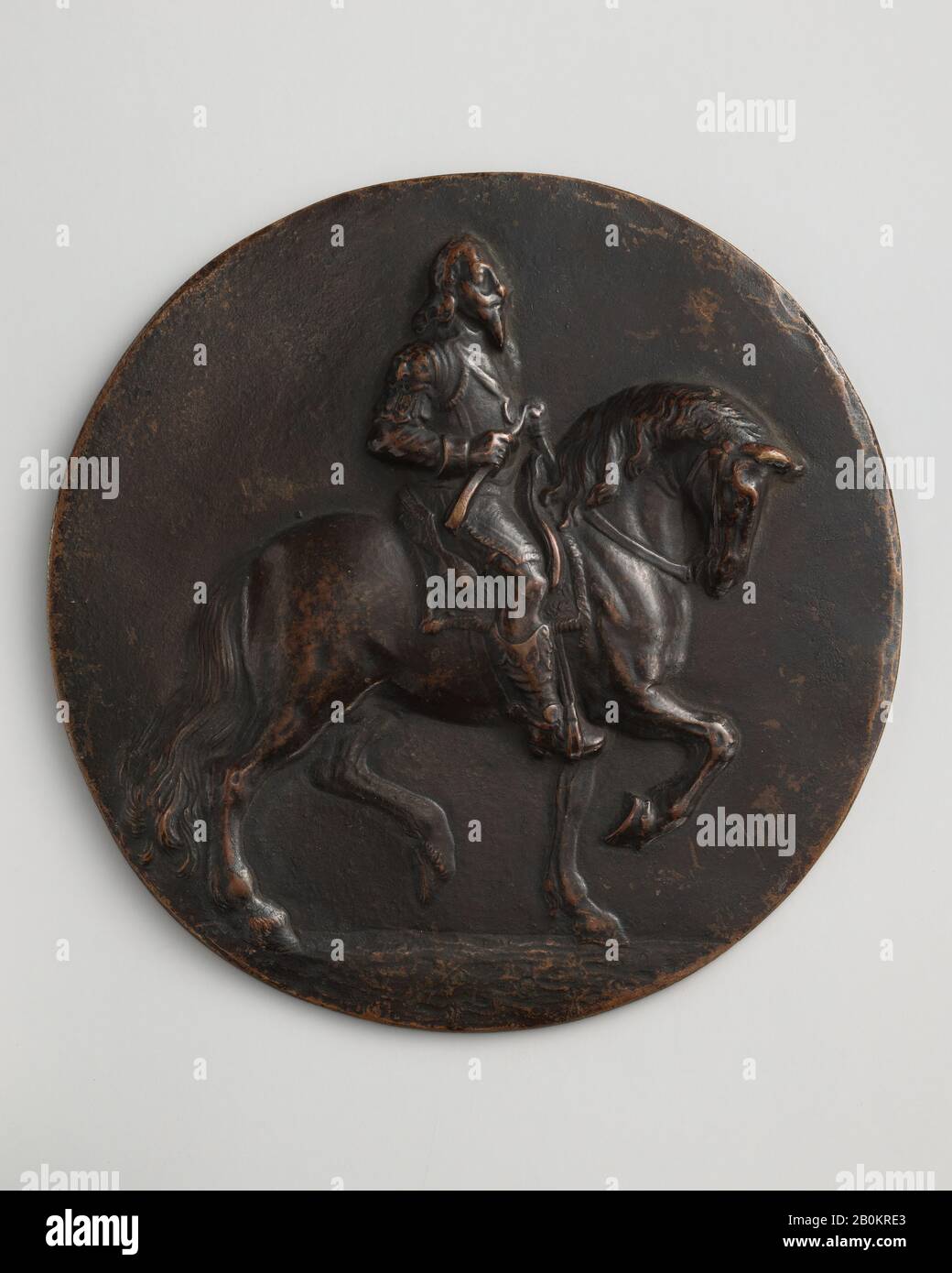 Carlos I (1600–1649), británico, siglo XVII, británico, bronce, yeso, Diámetro: 5 1/8 pulg. (13 cm), Medallas y Saquetas Foto de stock