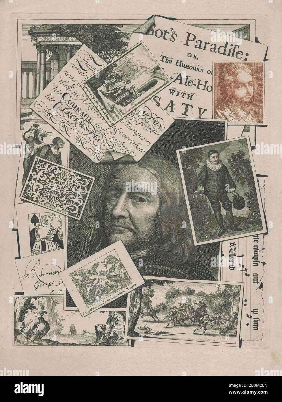 George Bickham, Sr., Medley impresión: SOT's Paradise, George Bickham, Sr. (británico, Londres 1684–1758 Londres), 1706–7, grabado y grabado, impreso en tinta negra y roja, placa: 11 5/16 x 8 11/16 pulg. (28.7 x 22.1 cm), hoja: 13 1/4 x 9 3/4 pulg. (33.6 x 24.7 cm), copias Foto de stock