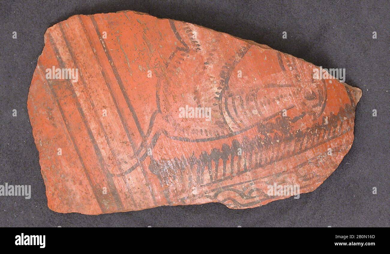 Fragmento, siglo VI, Atribuido a Egipto, Loza, 5 1/8 x 3 5/8 pulg. (13 x 9.2 cm), Cerámica Foto de stock