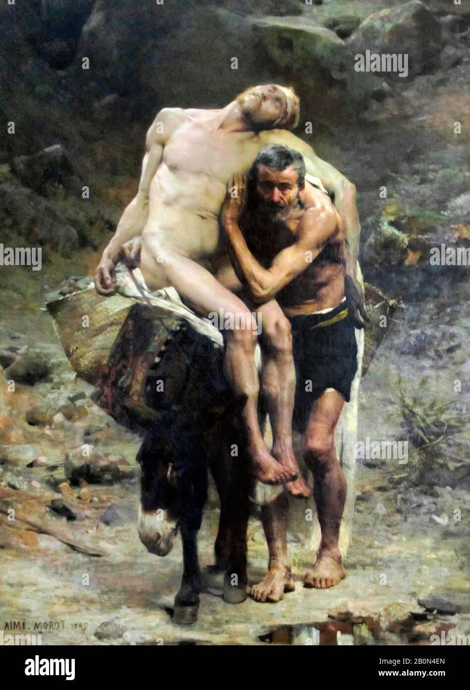 El Buen Samaritano - Aimé Morot, 1880 Foto de stock
