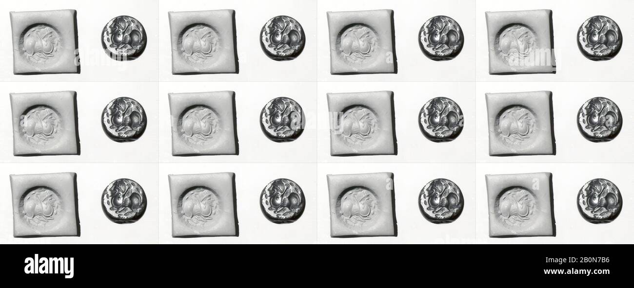 Sello, Sasanian, Sasanian, Fecha ca. Siglo III–7 d.C., Irán, Sasanian, Jasper, 0.31 in. (0.79 Cm), Sellos Estampillas Para Piedras Foto de stock