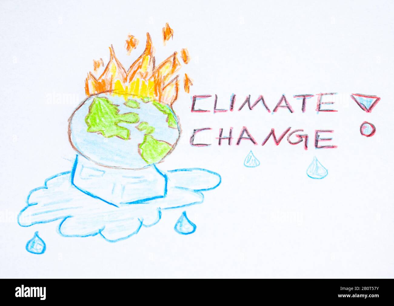 Dibujo del cambio climático pintado de tierra Fotografía de stock - Alamy