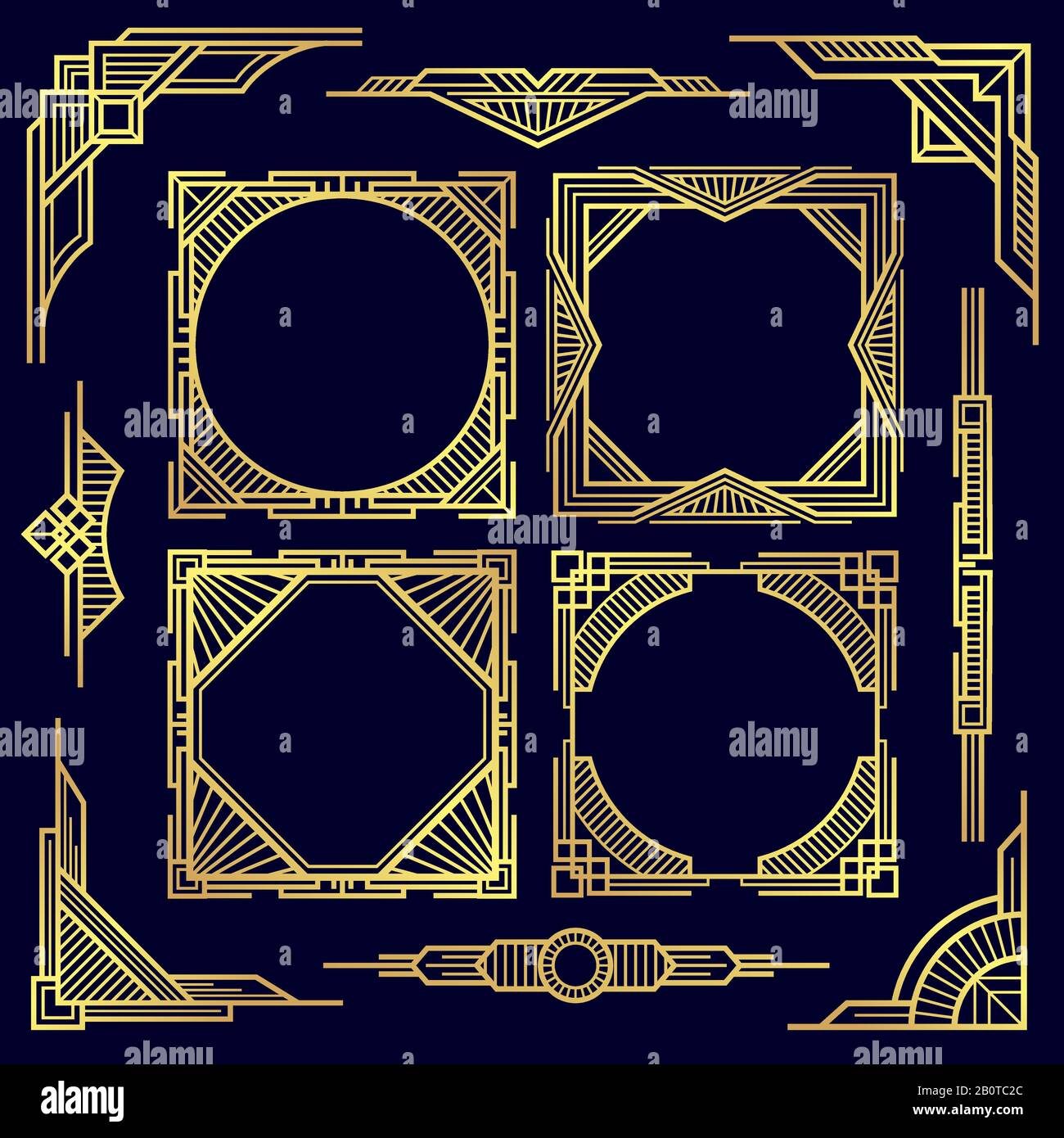 Elegante plaza marco dorado Imagen Vector de stock - Alamy