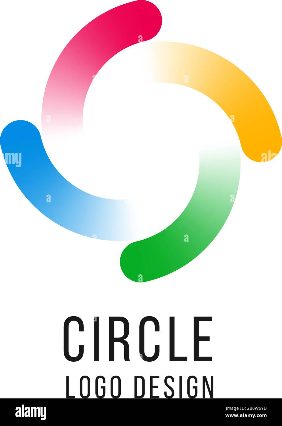 Logotipo circular. Espiral en círculo, logotipo de color universal de remolino. Icono de vector redondo abstracto Ilustración del Vector