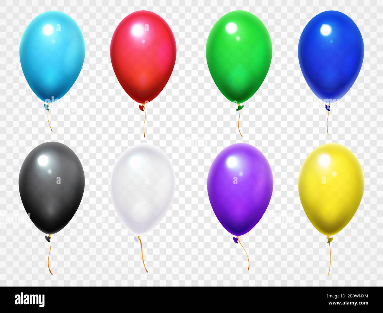 Globos brillantes en 3d de colores. Fiesta de cumpleaños o festival de vuelo globo vector conjunto Ilustración del Vector