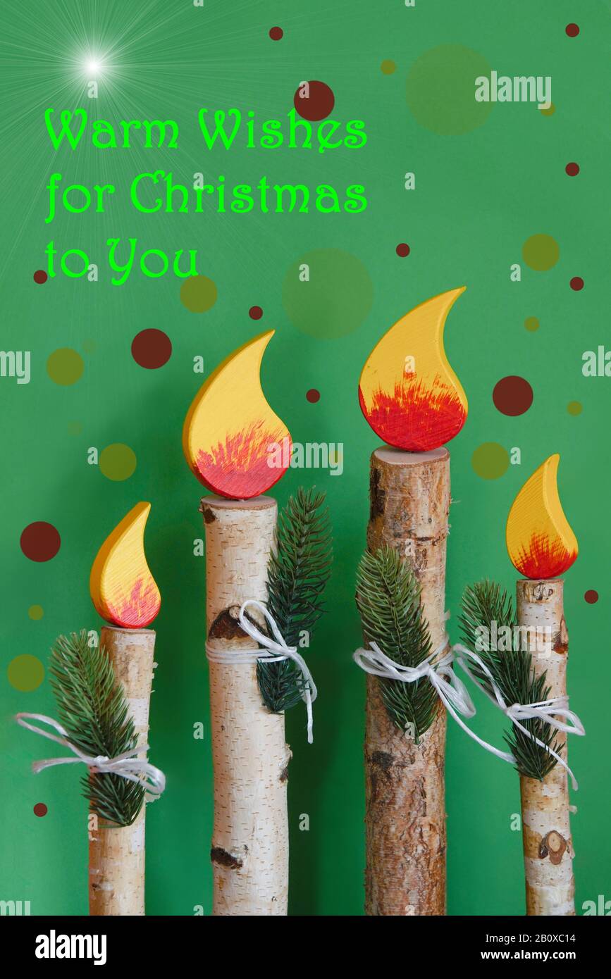 Vierter Adviento - Weihnachtskarte mit Birkenholzdeko Foto de stock