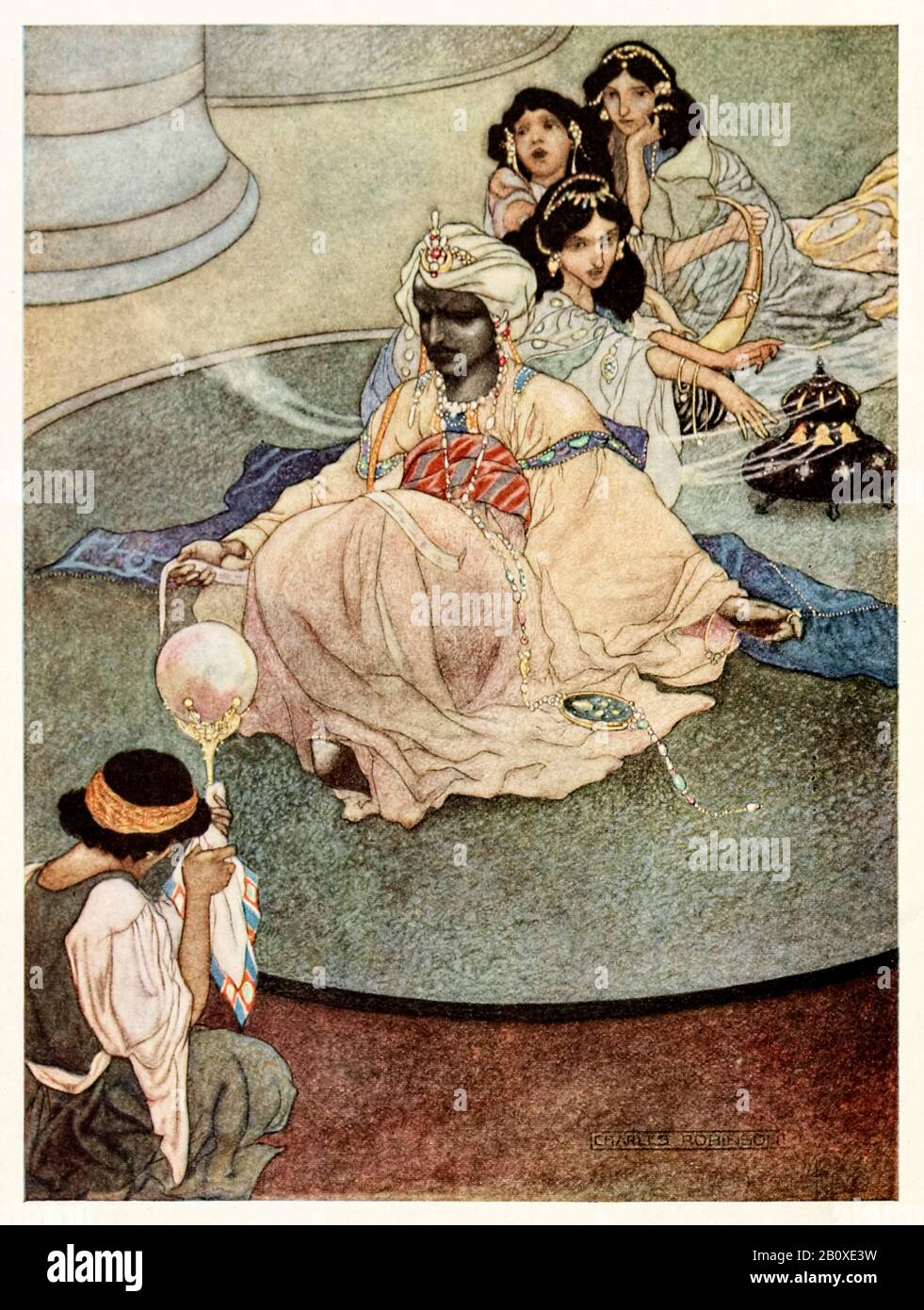 “el Rey de las Montañas de la Luna” frontispicio del Príncipe Feliz y Otros Cuentos por Oscar Wilde (1854-1900) ilustrado por Charles Robinson (1870-1937). Consulte más información a continuación. Foto de stock