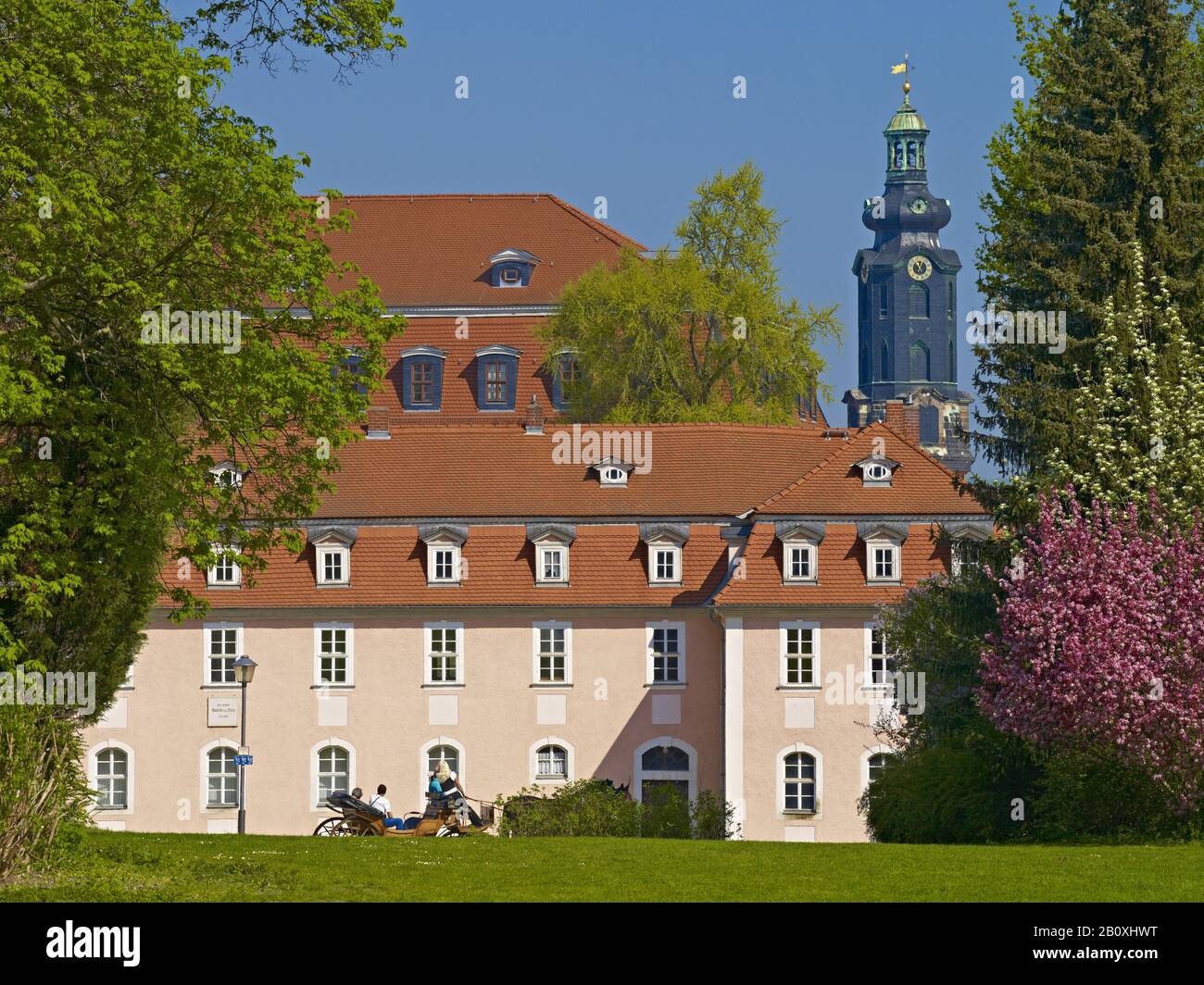 Haus der Frau von Stein con Schlossturm, Weimar, Turingia, Foto de stock