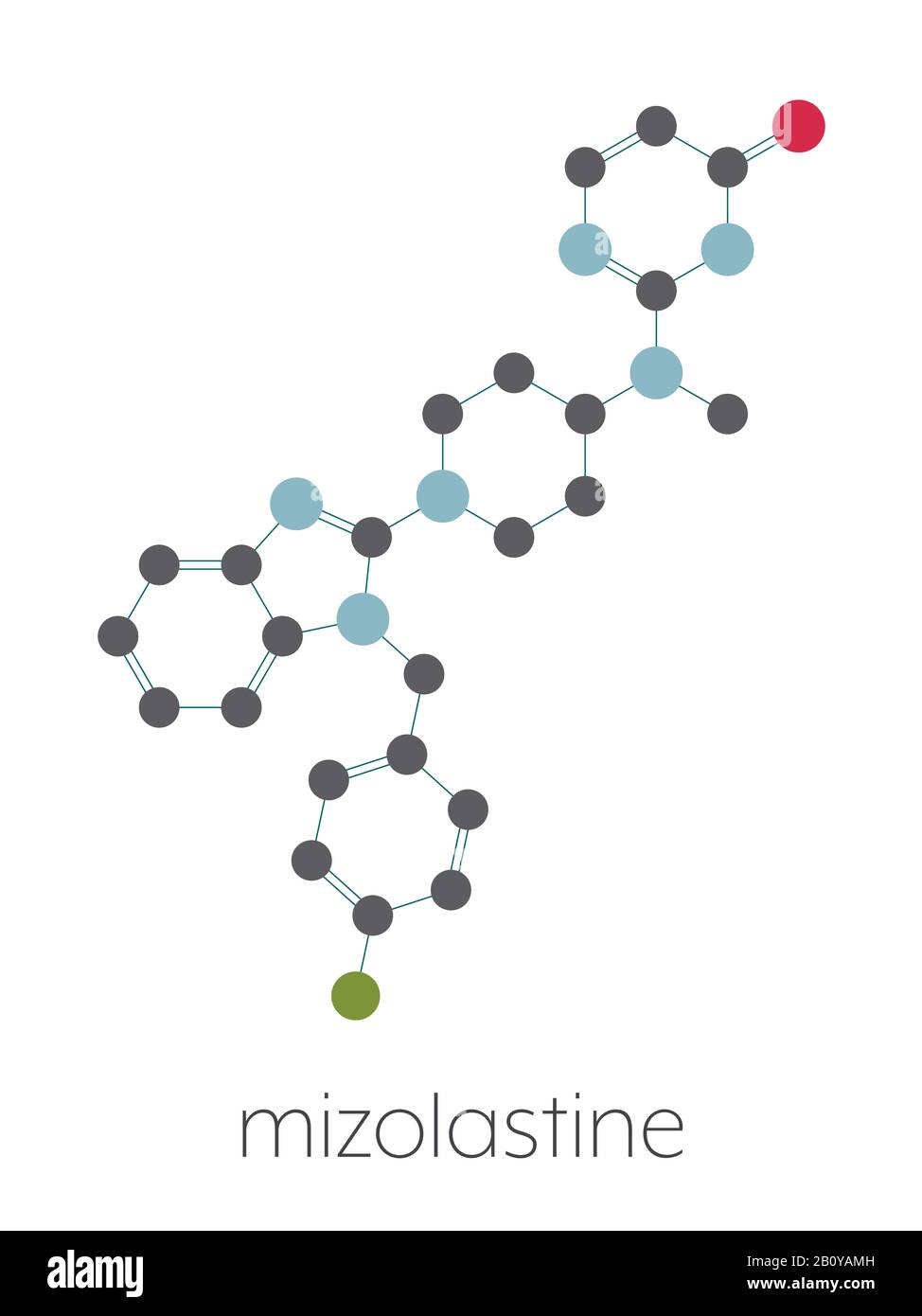 Mizolastina antihistamina molécula de fármaco, ilustración Fotografía