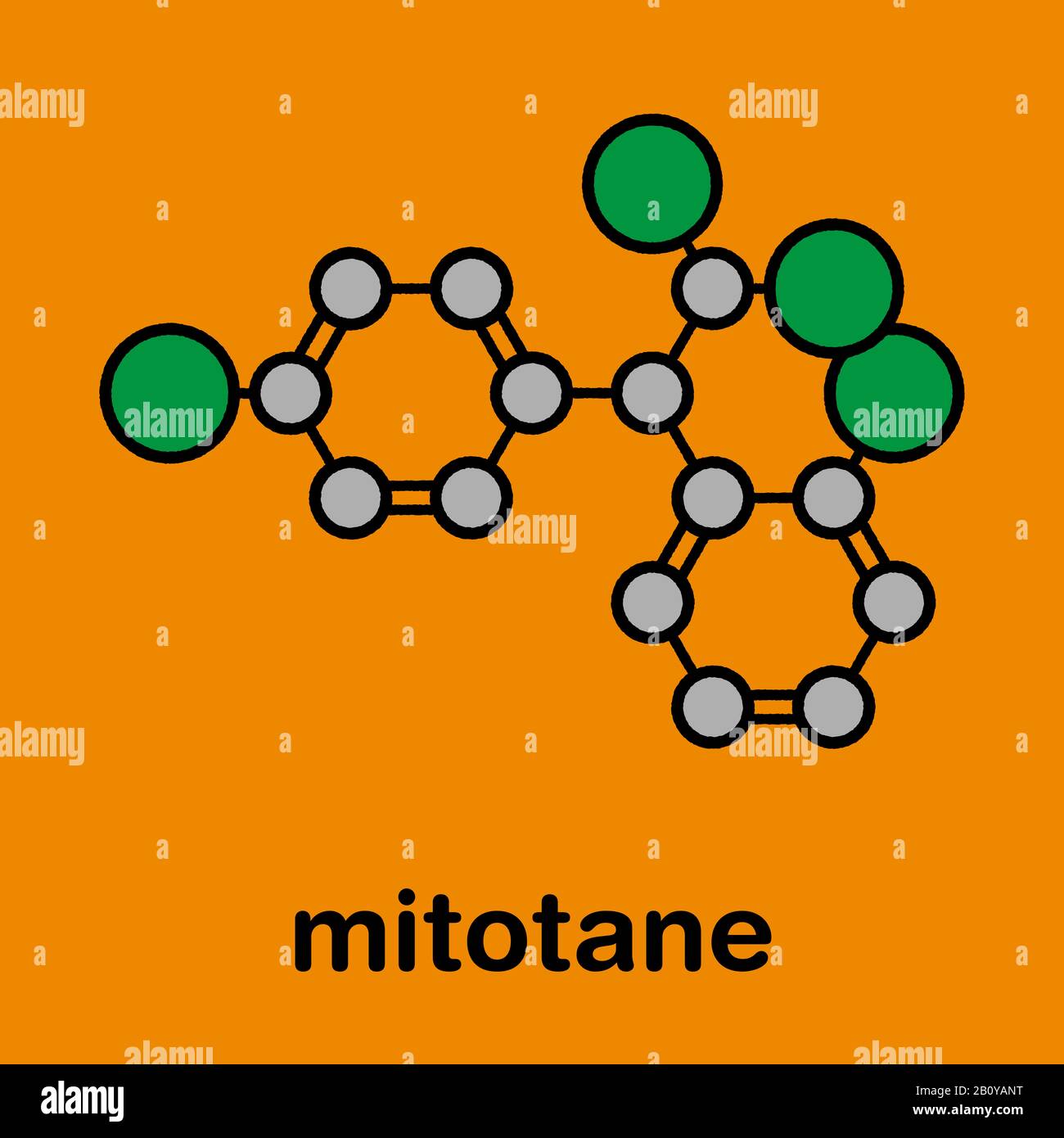 Molécula de medicamento para el cáncer de mitotano, ilustración