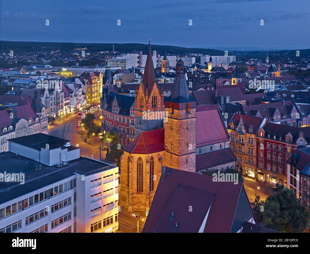 Ver Erfurt con Kaufmannskirche am Anger, Turingia, Alemania Foto de stock