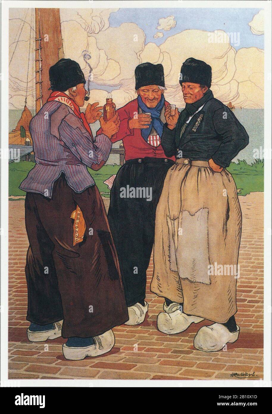 Volendam vissers - Ilustración de Henri cassers (1858 - 1944) Foto de stock