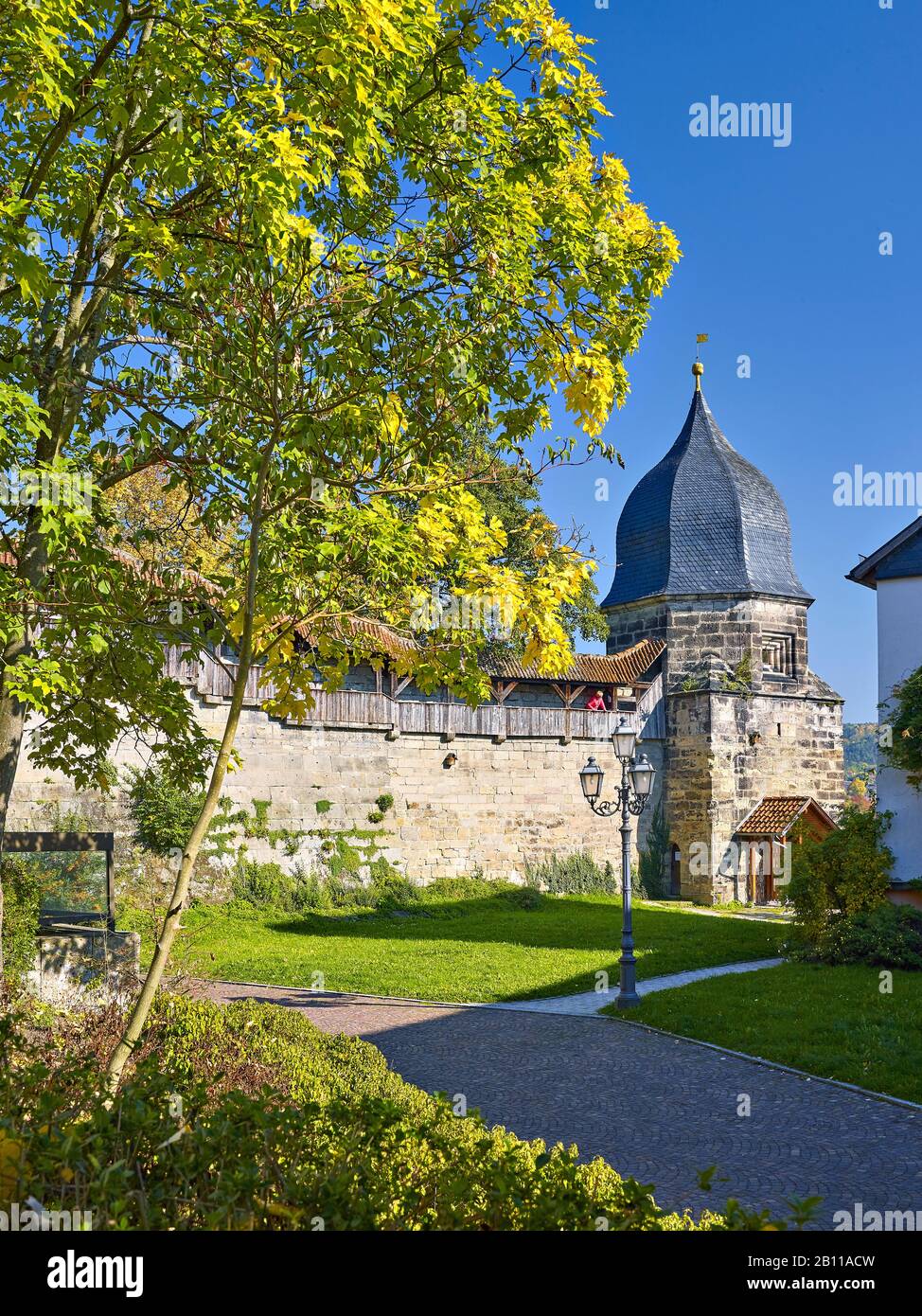 Lehlauben o torre de brujas de las fortificaciones de la ciudad, Kronach, Franconia Superior, Baviera, Alemania Foto de stock