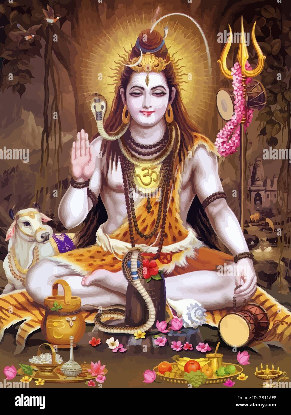 hinduismo señor shiva ilustración espiritual paz santa Foto de stock