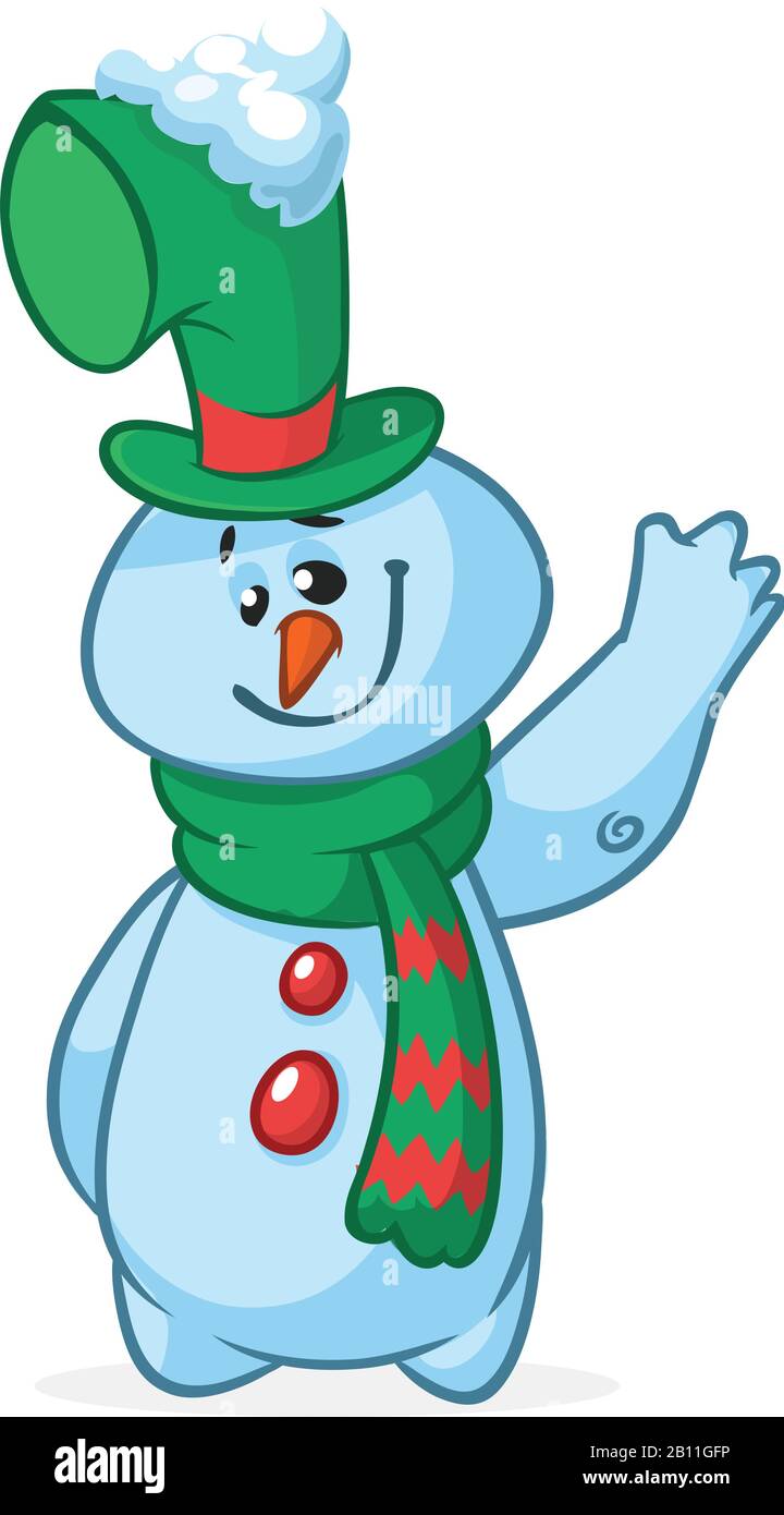 Divertido muñeco de nieve de dibujos animados presentando. Navidad muñeco  de nieve carácter ilustración aislado Imagen Vector de stock - Alamy