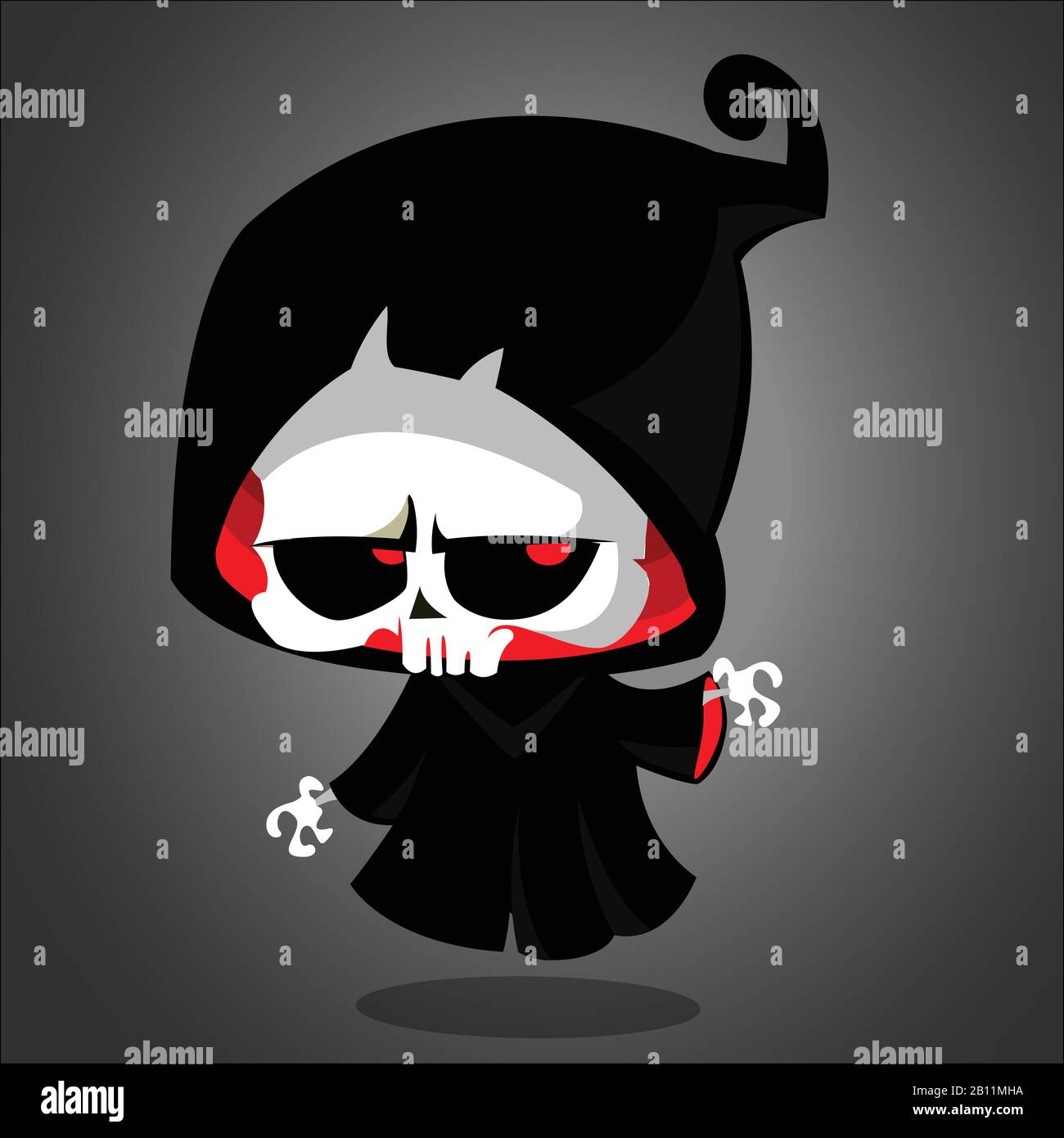 Vector ilustración de la muerte de dibujos animados Mascot de Halloween  monstruo aislado sobre fondo oscuro. Lindo repaper de dibujos animados  Imagen Vector de stock - Alamy