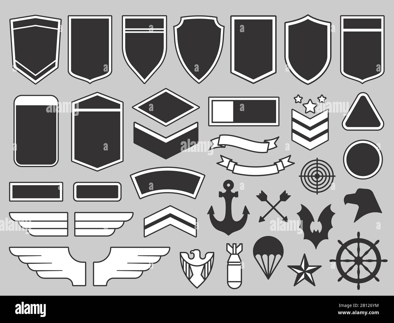 Insignias del ejército. conjunto de parches militares, letrero de capitán  de la fuerza aérea y distintivos de insignia de paracaidista