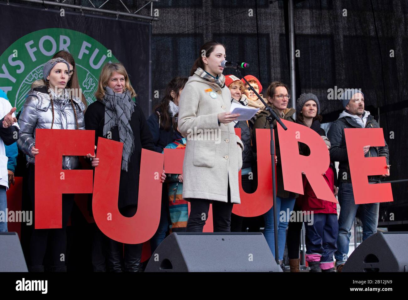 Viernes para manifestación Futura en Hamburgo, Alemania, el 21 de febrero de 2020 Foto de stock