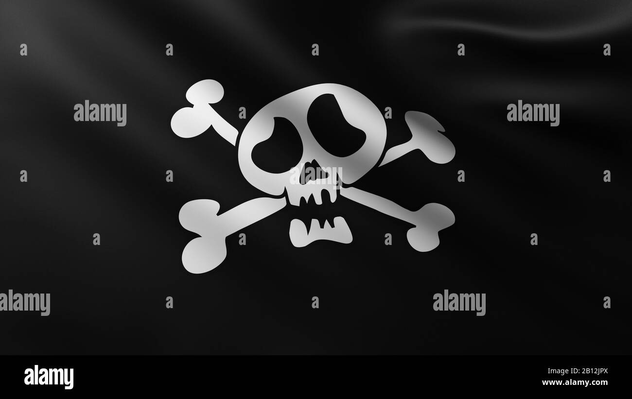 Gran Negro Pirate Bandera fondo de pantalla completa en el viento con  patrones de onda Fotografía de stock - Alamy
