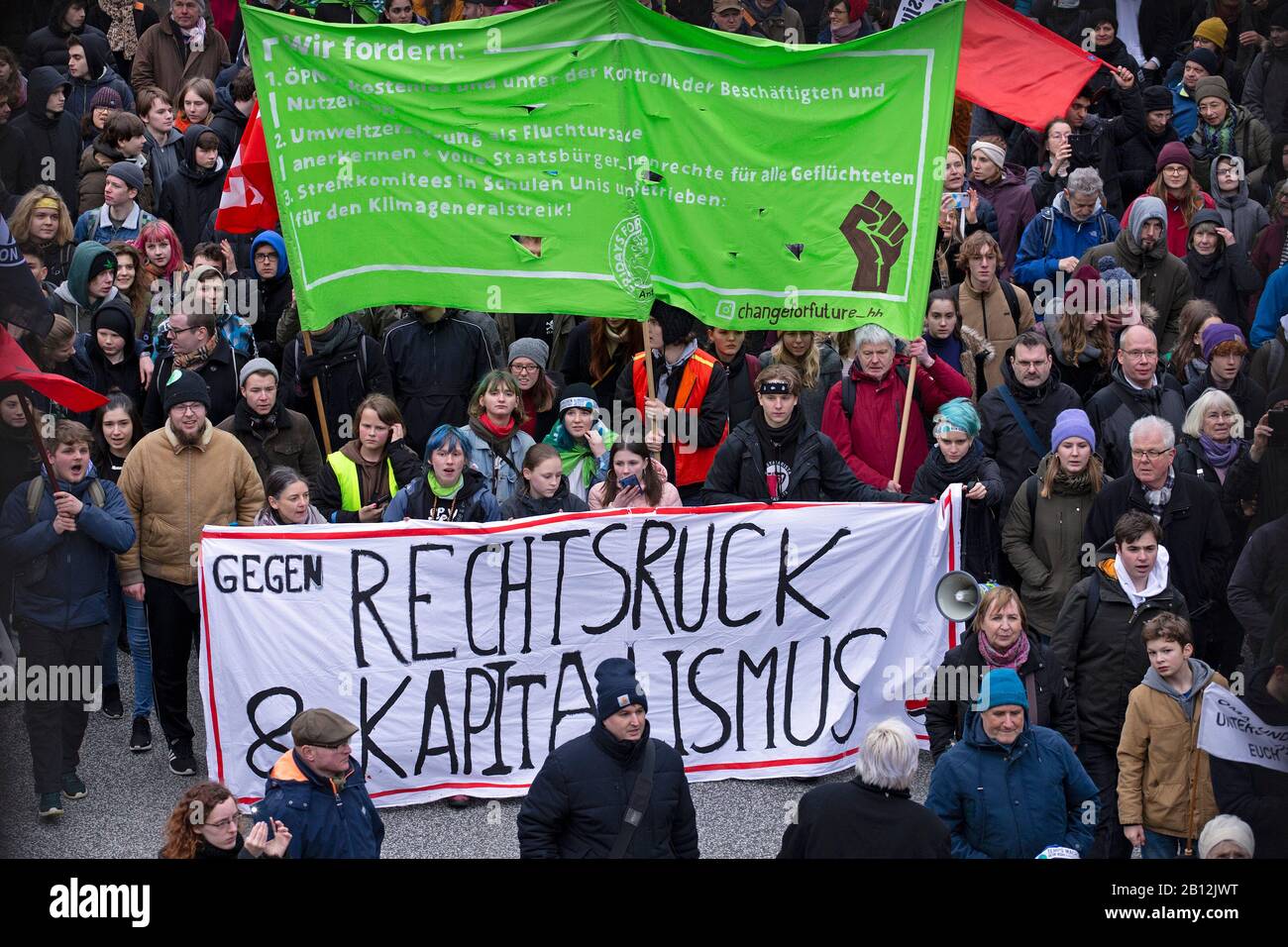 Viernes para manifestación Futura en Hamburgo, Alemania, el 21 de febrero de 2020 Foto de stock