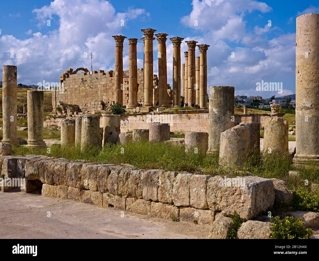 Templo Artemis en la antigua Gerasa o Gerash, Jordania, Asia Occidental Foto de stock