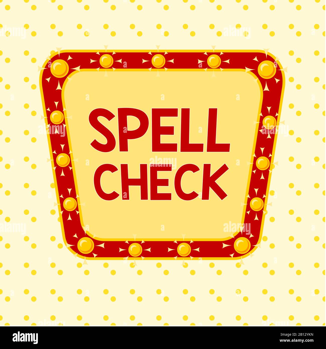 Texto de escritura de palabras Revisión ortográfica. Presentación de
